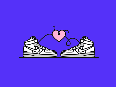 Sneaker Love heart illustration jordan line sneaker valentine vector