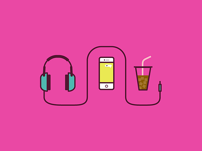 Necessities coffee headphones icon iphone music phone pink vector