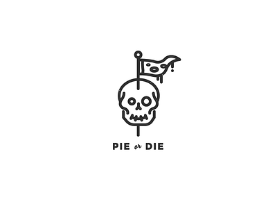 Pie or Die flag illustration pie pizza skull tattoo