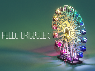 Ferris Wheel. Also, hello Dribbble :) 3d block art ferris wheel game dev magicavoxel modelling render voxel voxel art