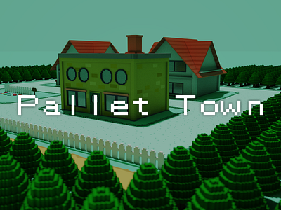 Pallet Town. gaming magicavoxel nintendo pallet town pokemon professor oak laboratory voxel art voxels