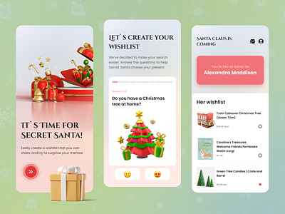 #3 Secret Santa 🎄🎁 - Mobile Concept clean cristmas dailyui flat illustration ios merry mobile mobile app design mobile ui modern new presents santa secret ui ux year