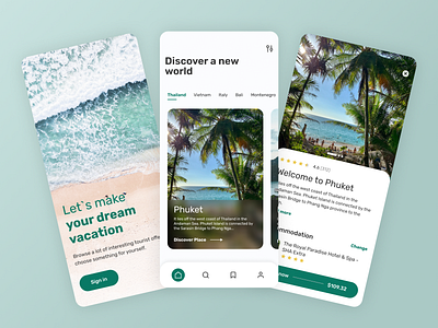 #4 Travel Guide App - Mobile Concept adventure app booking app clean dailyui design explore flight app giude minimalist mobile app modern nature travel app travelling ui uidesign uiux ux vacation app