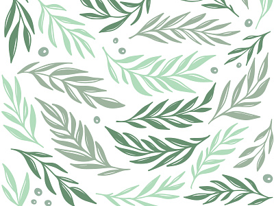 Olive Brunches handdrawn ipadpro leafs olive pattern plants print seamless shades of green stock