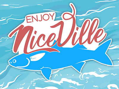 Niceville, FL | 2 Color Sticker Design city fish florida illustration mullet niceville sticker typography weekly warm up