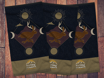 Dirtbag Runners Buff apparel apparel design buff celestial illustration jackalope running stars trail running vector