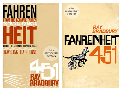 Fahrenheit 451 Covers, 60th Anniversary Edition book cover color contest illustration ornaments typography