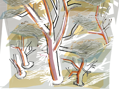 Uber Forest V4 color drawing nature sgrafitto