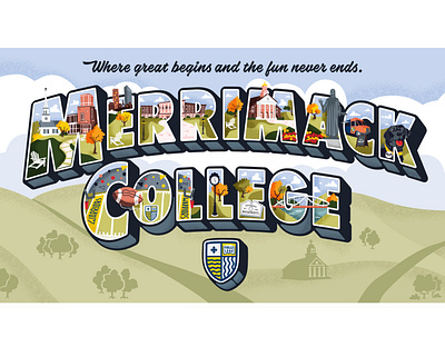 Merrimack College: Mural 2022 art branding college drawing illustration lettering mural postcard type typography