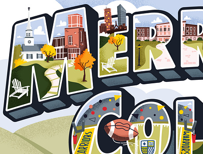 Detail of Merrimack College: Mural 2022 art branding design drawing graphic design illustration lettering mural type typography