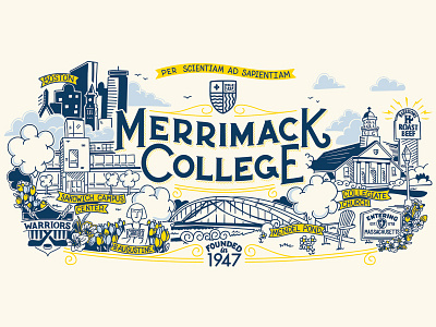 Merrimack College - Illustration boston draw illustration lettering mural school typography