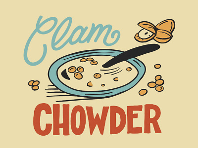 Clam Chowder art boston color drawing illustration lettering process type typography