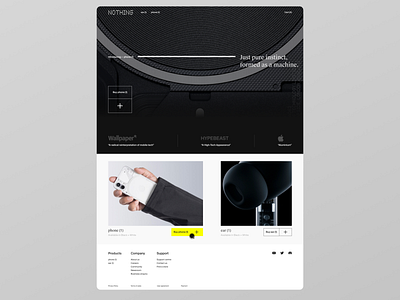 nothing website redesign branding design digital design graphic design homepage landing page nothing redesign relaunch smartphone startup tech technology teenage engineering typography ui ui ux ux webdesign website
