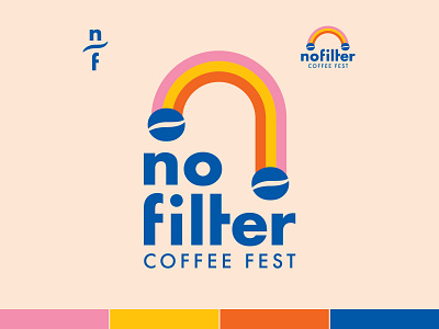No Filter Coffee Fest Logo 70s bean cloud branding coffe coffee bean logo rainbow