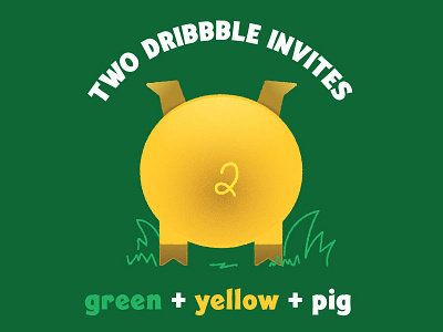 Two Invites animal colors drafts green illustrator pig texture yellow