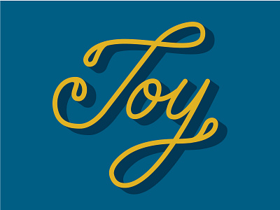 Joy blue complimentary custom type holiday illustrator joy pen tool script yellow