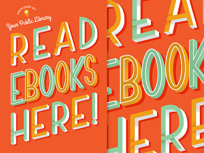 Read Yer eBooks 3 d type ebooks graphic design green lettering orange poster shadows typography vector yellow