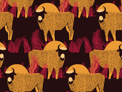 Bisons pattern for backpacks production bison design fabric illustration surface design surface pattern textile vector