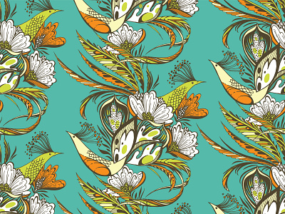 Paradise Birds illustration pattern design seamless pattern surface design vector