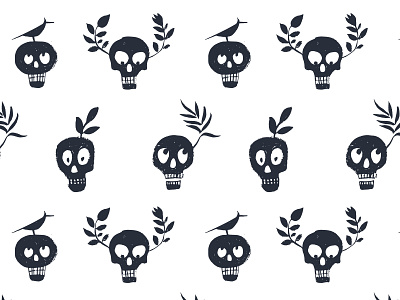 Skull pattern characters eco funny graphic plants recycle skull surface design vector