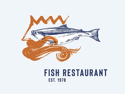 Seafood restaurant logo template beard crown design eye fish graphic logo logodesign logotype man marine neptune poseidon restaurant seafood vector wave
