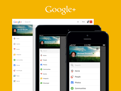 Google+ Navigation (Web/iOS) app design google ios mobile ui visual web