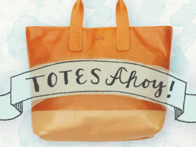 Totes Ahoy! bag banner fashion hand drawn type leather mint nautical teal totes typography