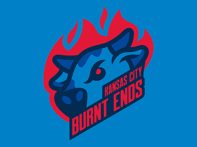 Kansas City Burnt Ends branding burnt ends cow design illustration logo missouri mlb mls nfl nhl sports vector