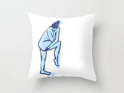 Nude In Blue Pillow pillow society6