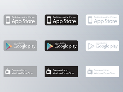 App Download Buttons - Vector Set android app app store button buttons download download button google play vector windows
