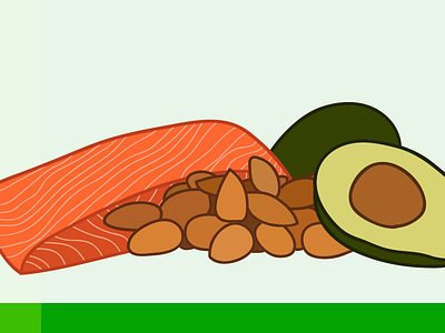 Healthy Progress almonds avacado food health illustration illustrator salmon vector vegatables