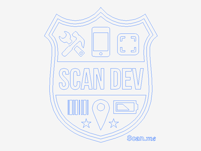 Scan Dev Badge Outline blue blur brown business card dribbble grey highlight instagram pink qr code scan social twitter