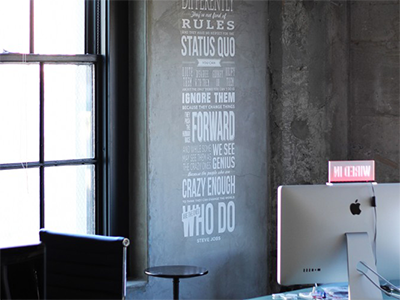 Steve Jobs Quote - Workspace apple cement decal decor design grey interior jobs office quote steve sticker vinyl wall white workspace