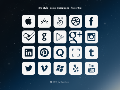 iOS Style - Social Media Icons - Vector Set .ai .eps .svg ai esp icon icons illustrator ios media network networks social svg vector