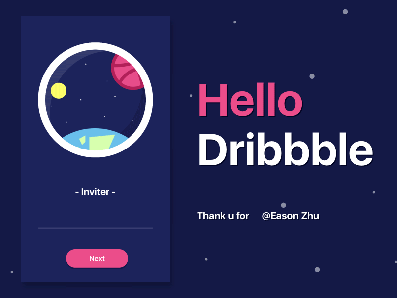 Hello! Dribbble world! animation debut dribbble first gif shot thanks ui universe