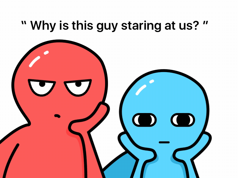 Staring animation blue emoji emotion funny humor red staring