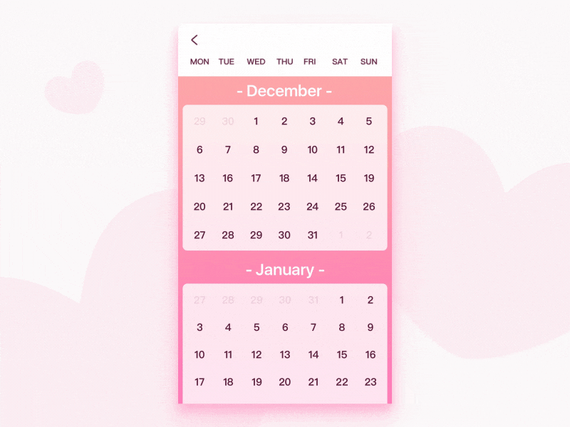 Calendar-GIF app birthday calendar gif keyboard love pink principle screen sketch ui