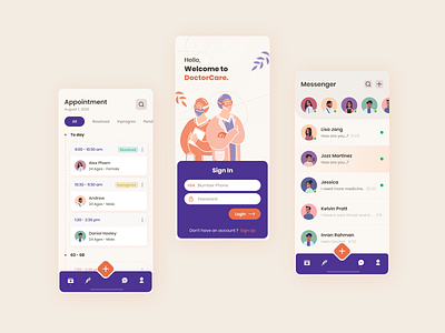 Doctor Appointment Application app application ui design figma flat illustration management ui ux vector