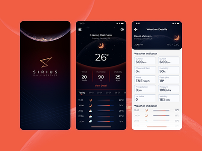 Mobile application - Sirius Weather app branding design flat logo typography ui ux