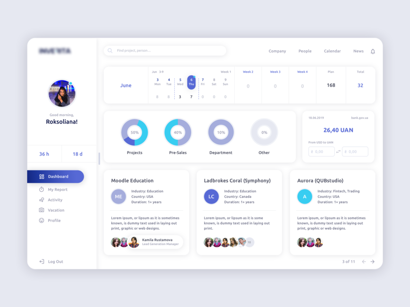 Dashboard White by Anastasia Buksa for QU'ARTE design on Dribbble