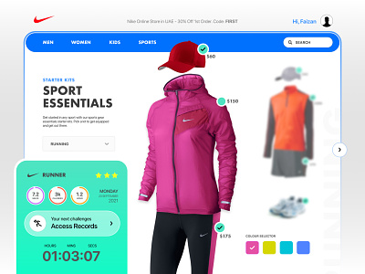 Nike Sports Essentials 3d animation colourful concept creativity design dubai faizan saeed illustration interaction design interface intuitive mobile nike product design ui ui design web app web design