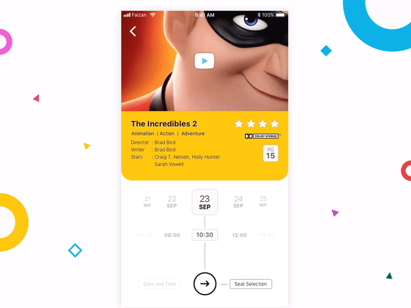 the Mo Cinemas animation app design concept creativity design dubai faizansaeed illustration interaction ios ui user interface ux vector