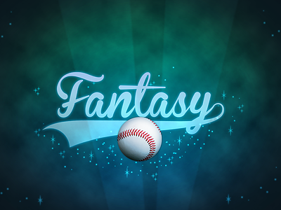 Fantasy Baseball baseball glow logo outer space script swoosh