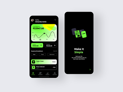 Expense Tracker App app black clean colors creative design expenses experience green income planner planner app ui uidesign uiux ux