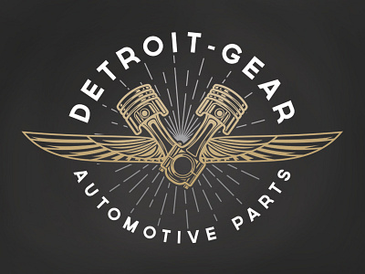 Detroit Gear Logo automotive cars gold logo motors oldschool