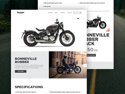 Triumph Motorcycles motorcycle page design web