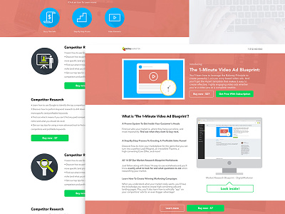 1 Minute Video Ad Blueprint Mockup layout sales page design web design