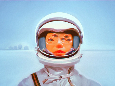 Сosmonaut astronaut blue dizziness flight helmet man planet portrait rocket sky space