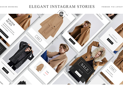 Elegant Instagram Stories app branding collection design elegant feminine high end instagram logo minimal pawellpi premium the bundle ui