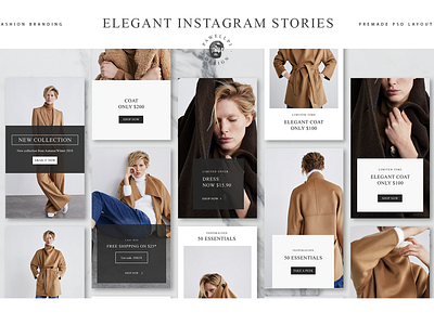 Elegant Instagram Stories app branding collection design elegant feminine flat high end icon ios lettering minimal pawellpi premium the bundle type typography ui web website